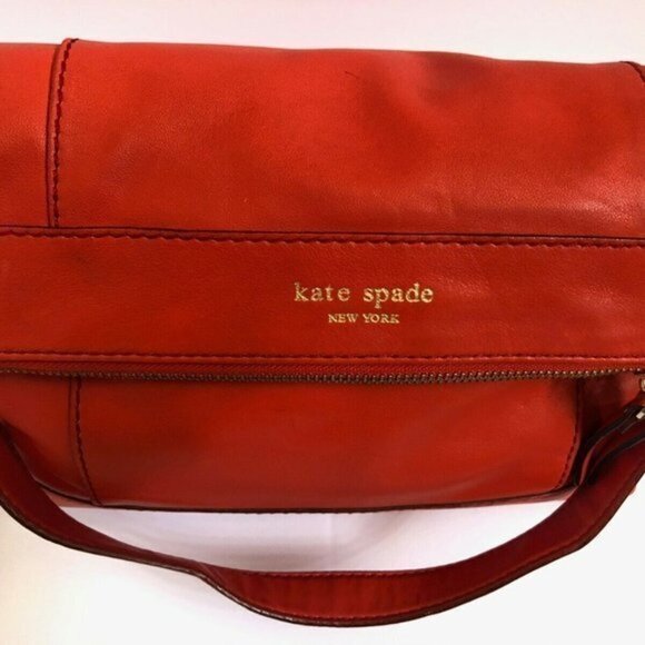 Kate Spade handbag Leather Purse tote red Orange - Picture 12 of 14
